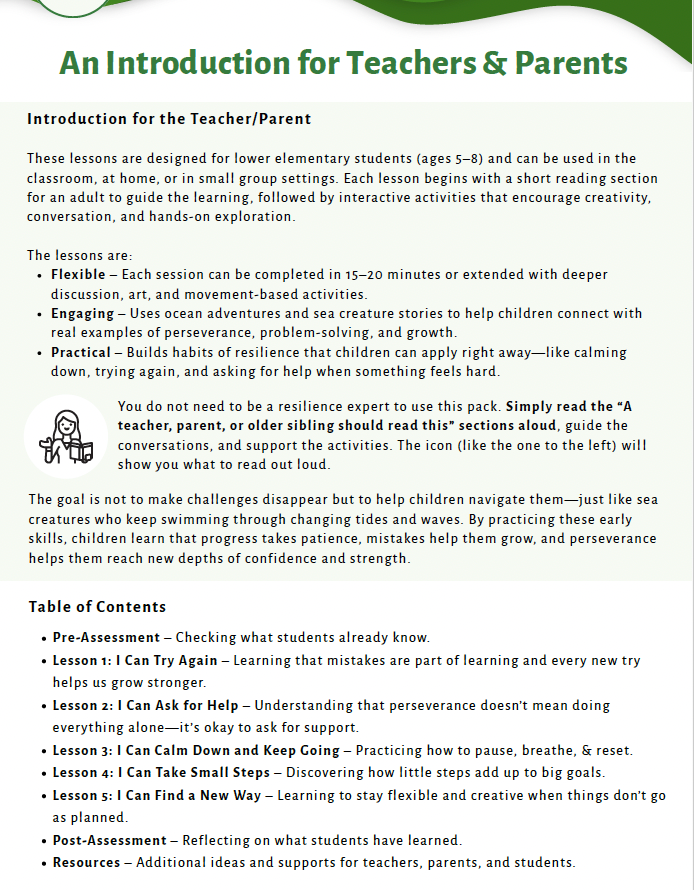 Resilience and Perseverance (Lower Elementary) Teacher Resource Pack — image 3