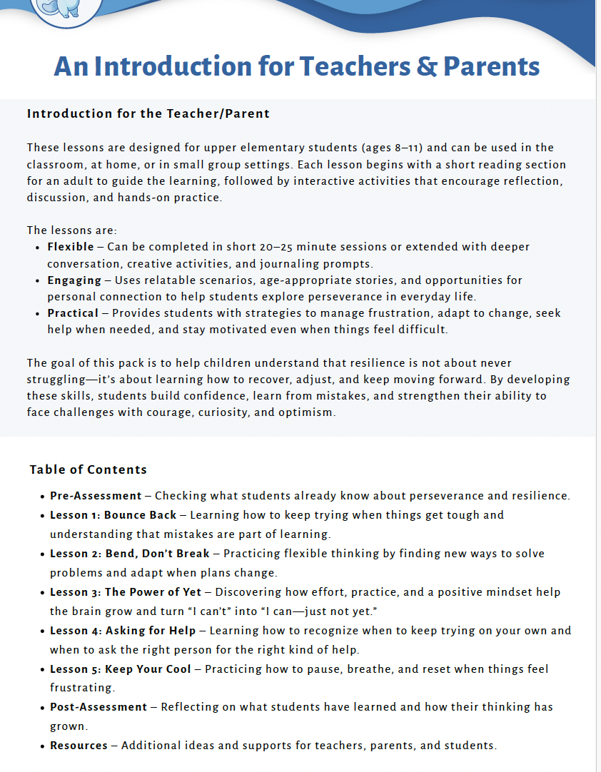 Resilience and Perseverance (Upper Elementary) Teacher Resource Pack — image 3