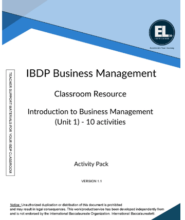 IBDP Unit 1 Activity pack - IB Source Education