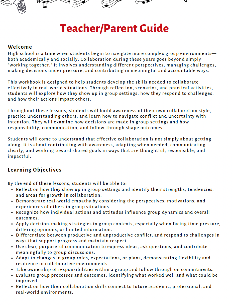 Teamwork and Collaboration (High School) Teacher Resource Pack
