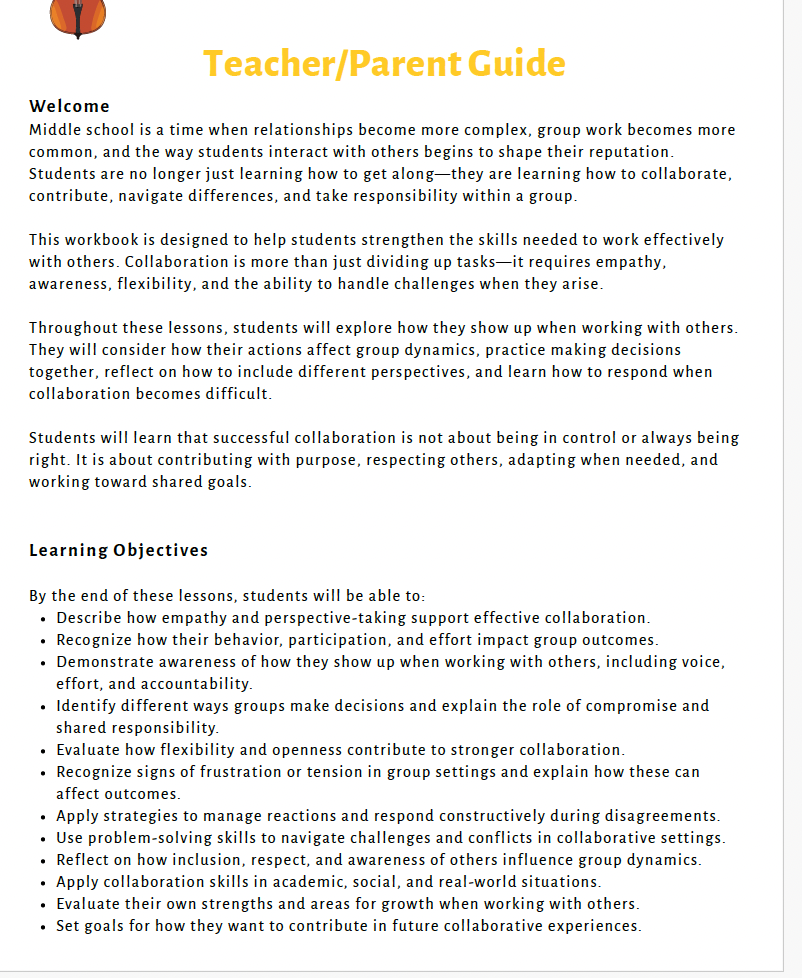 Teamwork and Collaboration (Middle School) Teacher Resource Pack — image 2