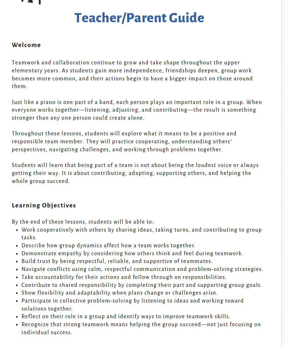 Teamwork and Collaboration (Upper Elementary) Teacher Resource Pack — image 2