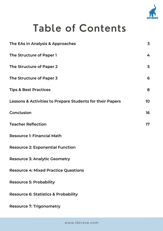 Preparing students for their EAs DP Mathematics A&A (Print and Go Pack)